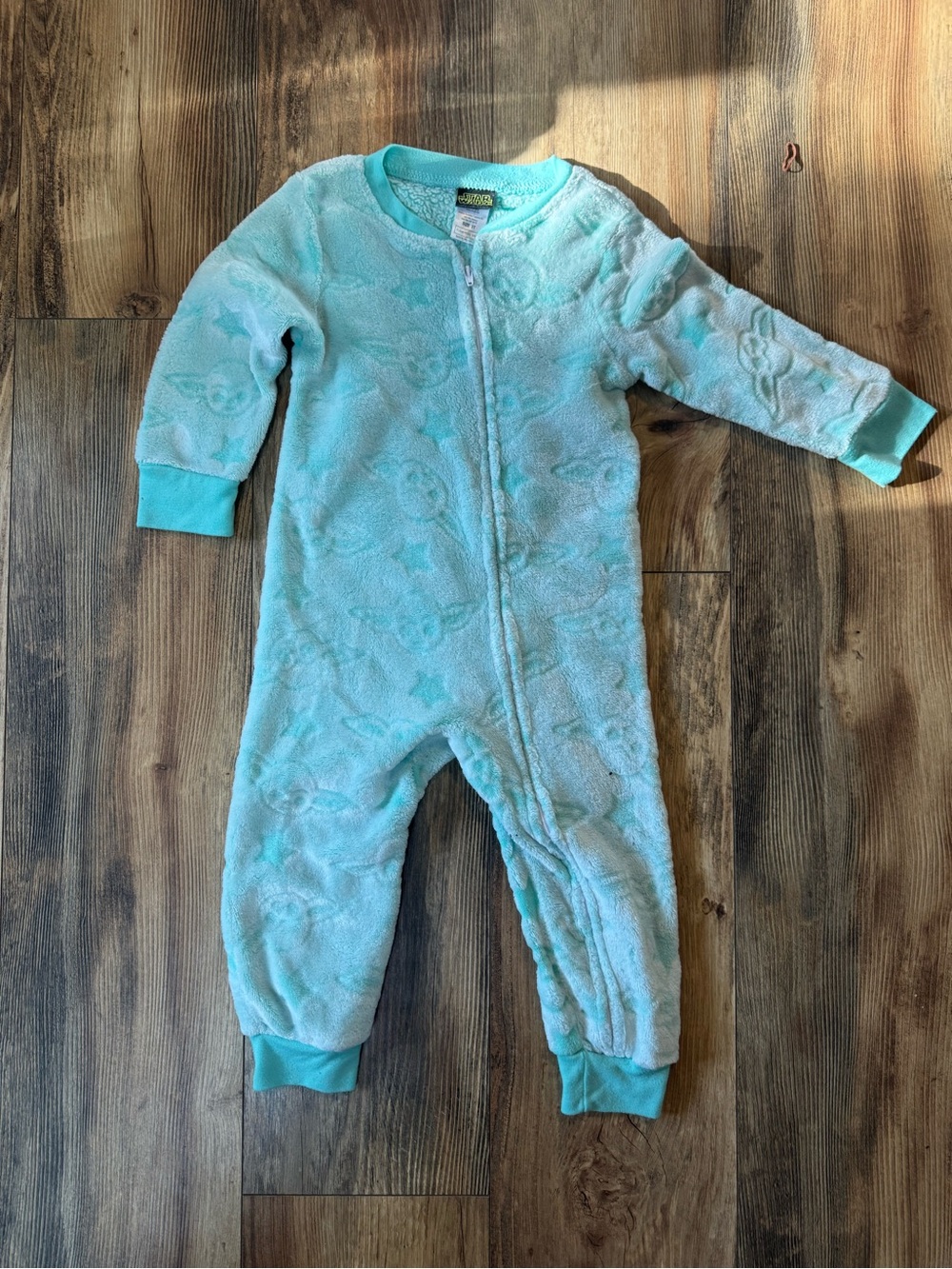 Star Wars Toddler 3T Plush Fleece Zip-Up Pajama Sleeper Aqua